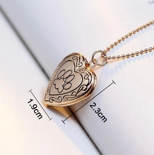 Photo Locket Dog Paw Pendant Necklace